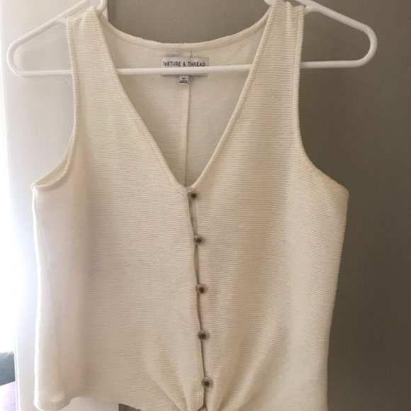 Madewell Button Front Tie Tank Top Ivory Pearl XS - Picture 1 of 5